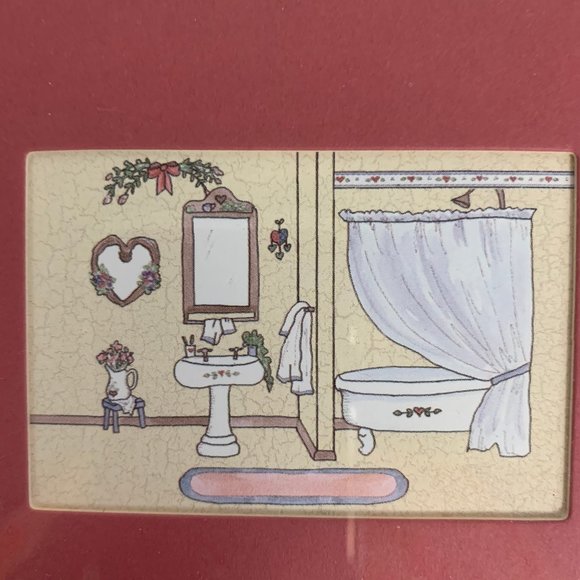 Adorable Bathroom Picture with Dark Pink Mat - Picture 2 of 6